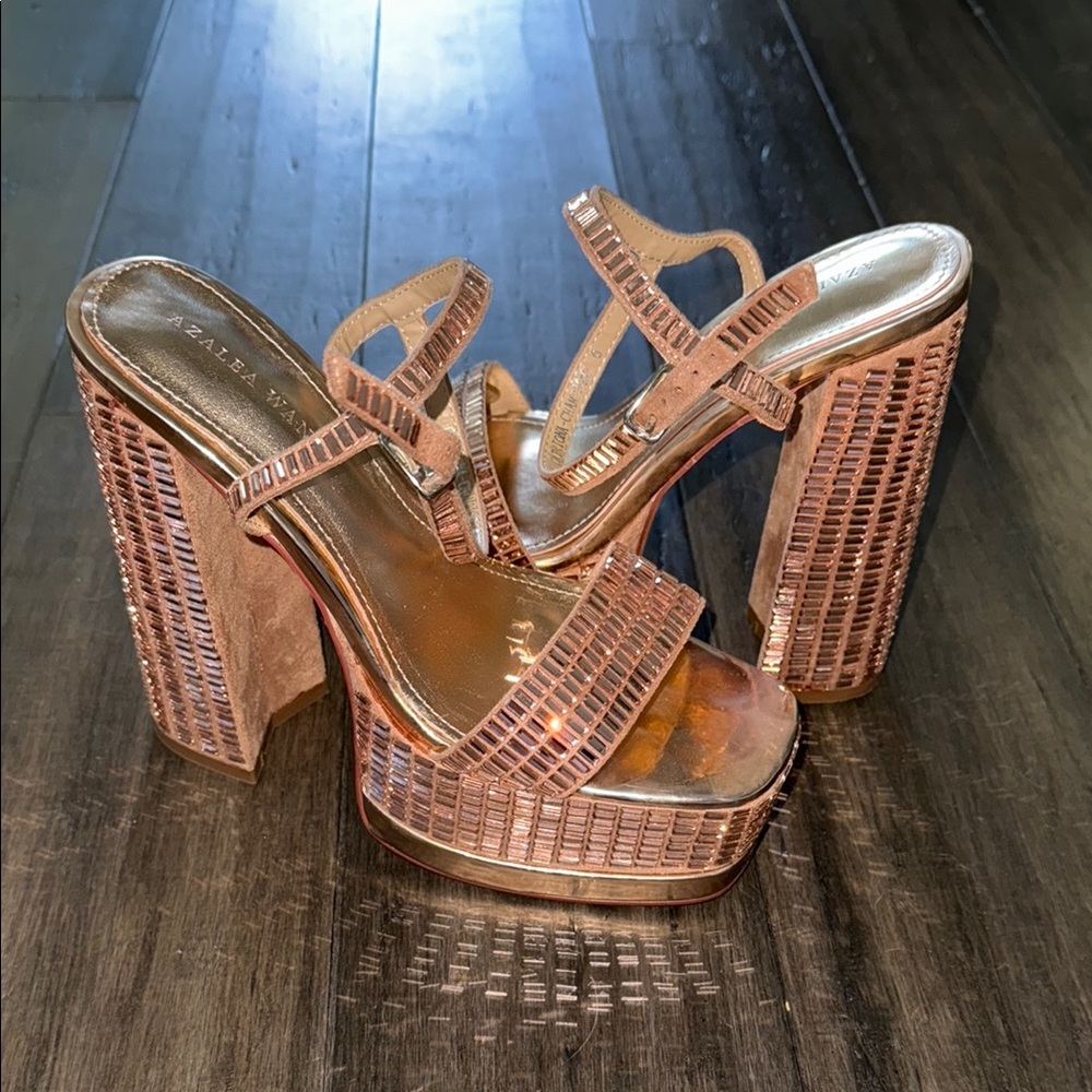 New platform rose gold heels